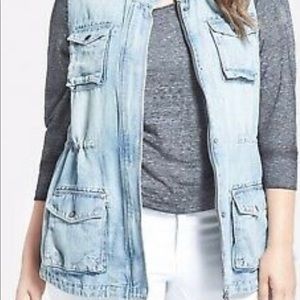 Lucky Brand Longline Denim Chambray Vest